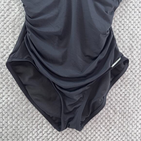 Michael Kors Swimsuit Womens S/M Black Once Piece Plunge V-Neck Cross Back Sexy - Picture 4 of 12